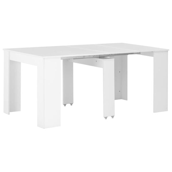 vidaXL Tavolo da Pranzo Estensibile Bianco Lucido 175x90x75 cm
