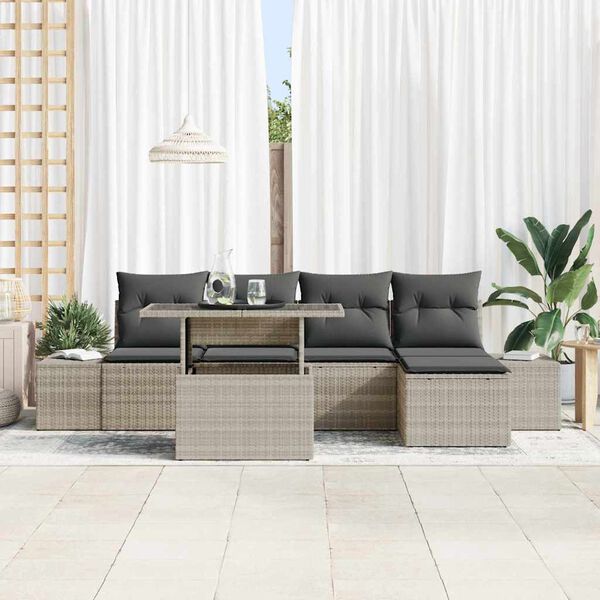 vidaXL Set Divano da Giardino 6 pcs Grigio chiaro polyrattan
