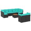 vidaXL Set Divani da Giardino 10 pz con Cuscini Nero in Polyrattan