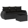 vidaXL Set Divani da Giardino 4 pz con Cuscini Nero in Polyrattan