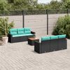 vidaXL Set Divani da Giardino 7 pz con Cuscini Nero in Polyrattan