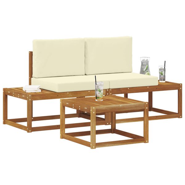 vidaXL Set di divani da esterno con cuscino 3 pcs Naturale