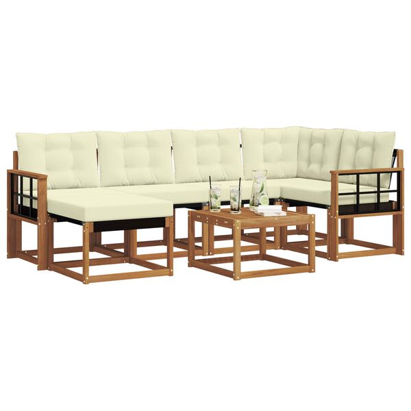 vidaXL Set di divani da esterno con cuscino 7 pcs Naturale e Crema
