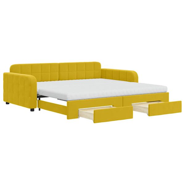 vidaXL Divano Letto Estraibile con Cassetti Giallo 100x200cm Velluto