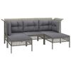 vidaXL Set Divani da Giardino 5 pz con Cuscini in Polyrattan Grigio