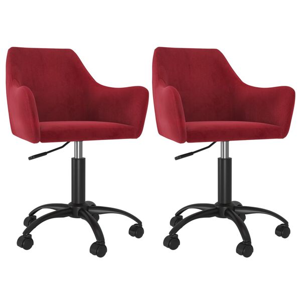vidaXL Sedie da Pranzo Girevoli 2 pz Rosso Vino in Velluto