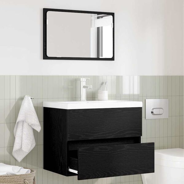 vidaXL Set di mobili per il bagno con cassetto 2 pcs Rovere Nero