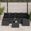 vidaXL Set Divano da Giardino con cuscino 7 pcs Nero Poly Rattan