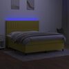 vidaXL Letto a Molle con Materasso e LED Verde 160x200 cm in Tessuto