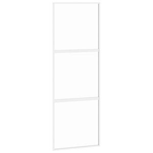 vidaXL Porta Scorrevole Bianca 76x205 cm Vetro Temperato e Alluminio