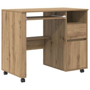 vidaXL Scrivania con Ruote Rovere artigianale Legno ingegnerizzato
