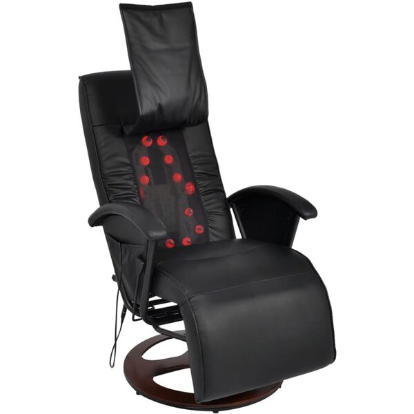 vidaXL Poltrona Massaggiante Shiatsu Nera in Similpelle