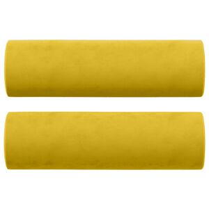 vidaXL Cuscini Decorativi 2 pz Giallo Ø15x50 cm in Velluto