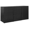 vidaXL Copribidone Triplo Spazzatura Nero 229x78x120 cm in Polyrattan