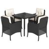 vidaXL Set da Pranzo da Giardino 5 pz Nero con Cuscini in Polyrattan