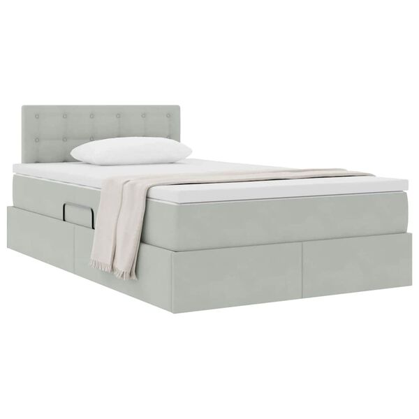 vidaXL Letto con Contenitore Grigio chiaro 120 x 200 cm Velluto