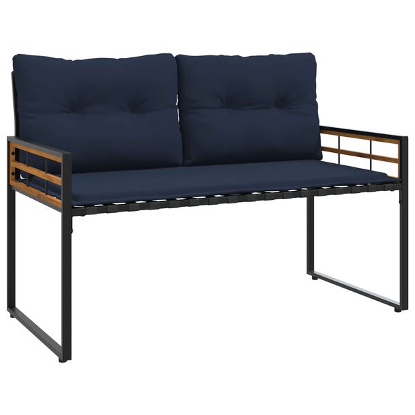 vidaXL Panchetta in Legno a Strati con cuscino Navy 114 x 55 x 77 cm