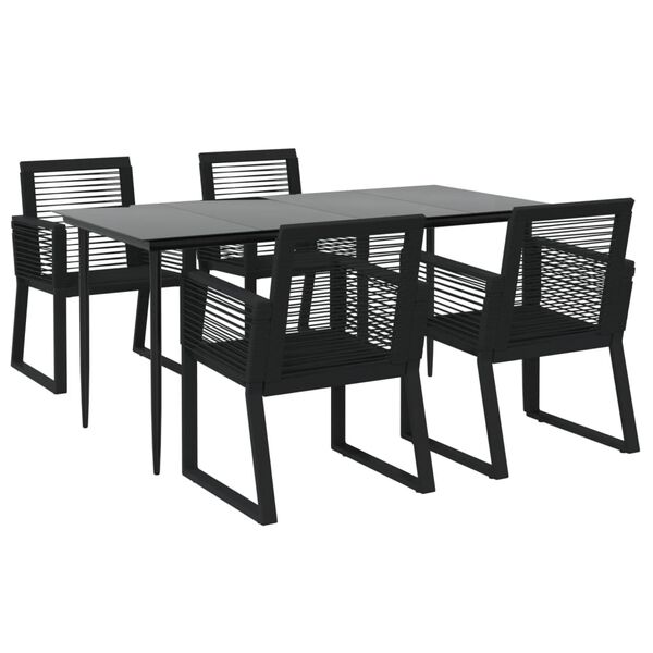 vidaXL Set da Pranzo da Giardino 5 pz Nero in Rattan PVC