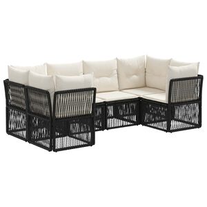 vidaXL Set Divano da Giardino 6 pz 6-Numero di posti Nero polyrattan