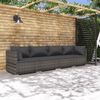 vidaXL Set Divani da Giardino 4 pz con Cuscini in Polyrattan Grigio