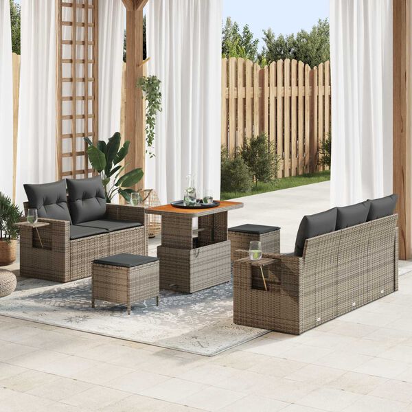 vidaXL Set Divano da Giardino con cuscino 10 pcs Grigio polyrattan