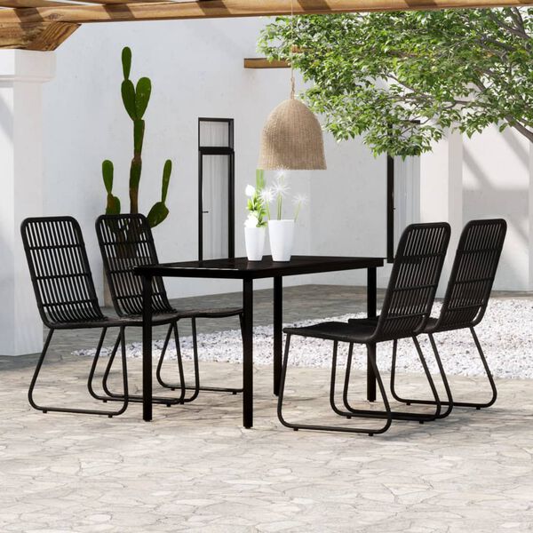 vidaXL Set da Pranzo da Giardino 5 pz Nero