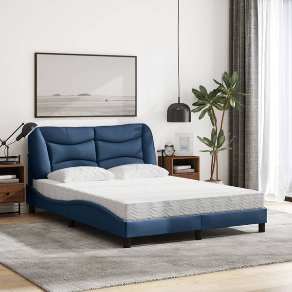 vidaXL Letto con Materasso Hvar Blu 140x190 cm in Tessuto