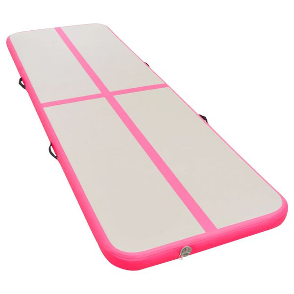 vidaXL Tappetino Ginnastica Gonfiabile con Pompa 400x100x10cm PVC Rosa