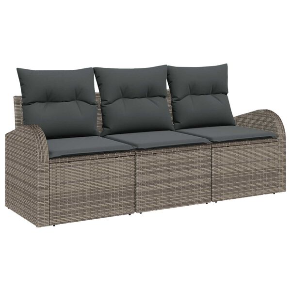 vidaXL Set Divano da Giardino Grigio polyrattan