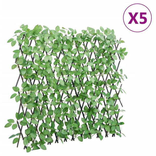 vidaXL Traliccio Edera Artificiale Espandibile 5 pz Verde 180x65 cm