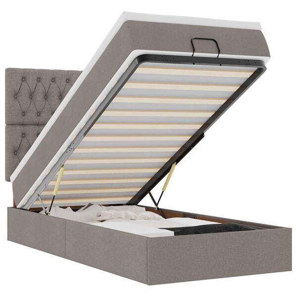 vidaXL Struttura Letto Pouf con Materasso Tortora 80x200 cm in Tessuto