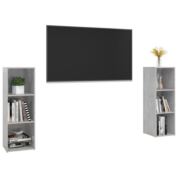 vidaXL Mobili TV 2 pz Grigio Cemento 107x35x37 cm in Legno Multistrato
