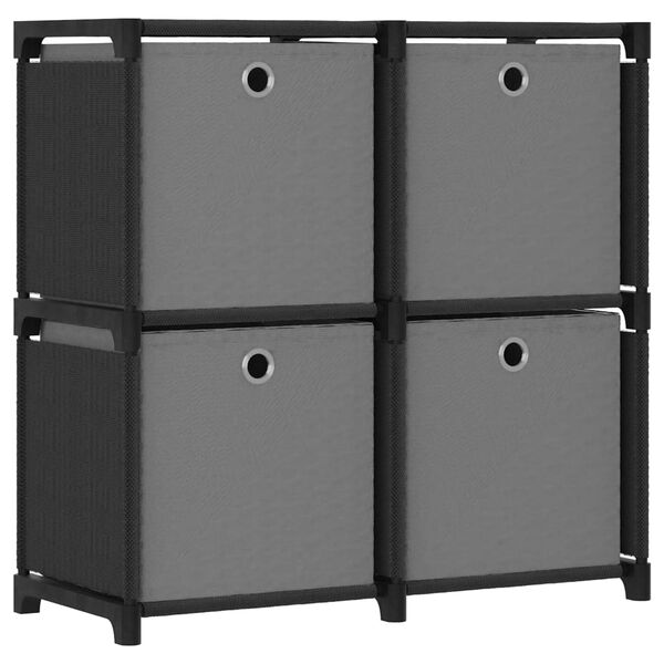 vidaXL Mobile con 12 Scatole a Cubo Nero 69x30x72,5 cm in Tessuto