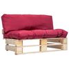 vidaXL Divano da Giardino a Pallet con Cuscini Rossi in Legno di Pino