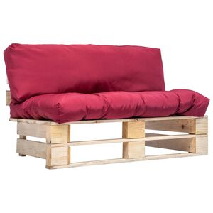 vidaXL Divano da Giardino a Pallet con Cuscini Rossi in Legno di Pino
