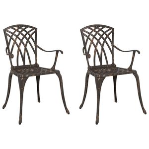 vidaXL Sedia da Giardino 2 pz Bronzo Alluminio