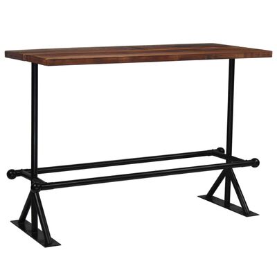 vidaXL Tavolino da Bar Massello di Recupero Marrone Scuro 150x70x107cm