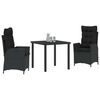 vidaXL Set da Pranzo per Giardino con cuscino 3 pcs Nero polyrattan