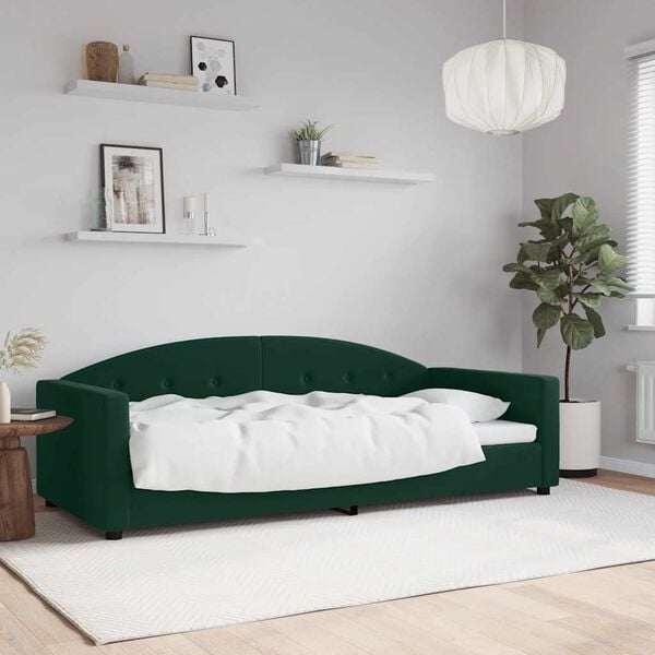 vidaXL Letto da Giorno Verde Scuro 90x200 cm in Velluto
