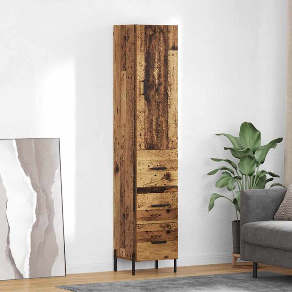 vidaXL Credenza Legno vecchio 34,5 x 34 x 180 cm Legno multistrato