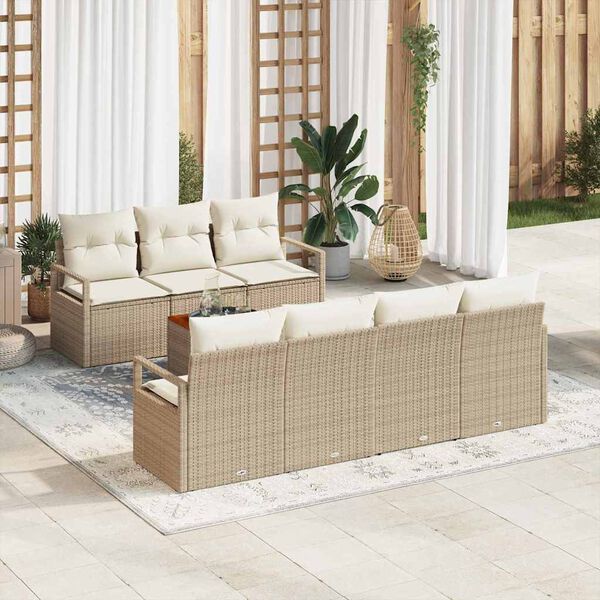 vidaXL Set Divano da Giardino con cuscino 8 pcs Beige polyrattan