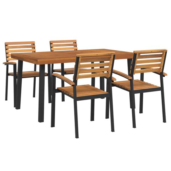 vidaXL Set Pranzo da Giardino 5 pz Legno Massello di Acacia e Metallo