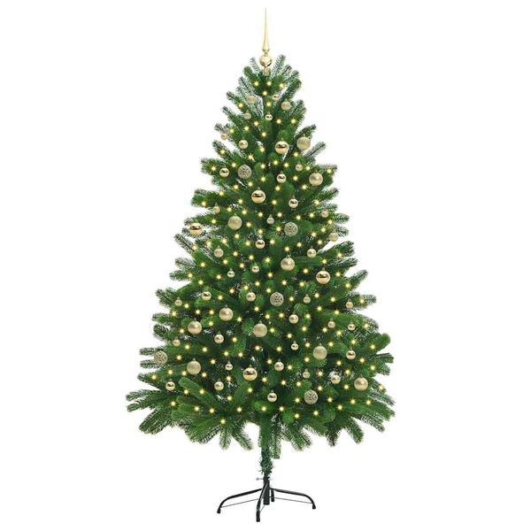 vidaXL Albero di Natale con 300 LED con supporto Verde 210 cm PE