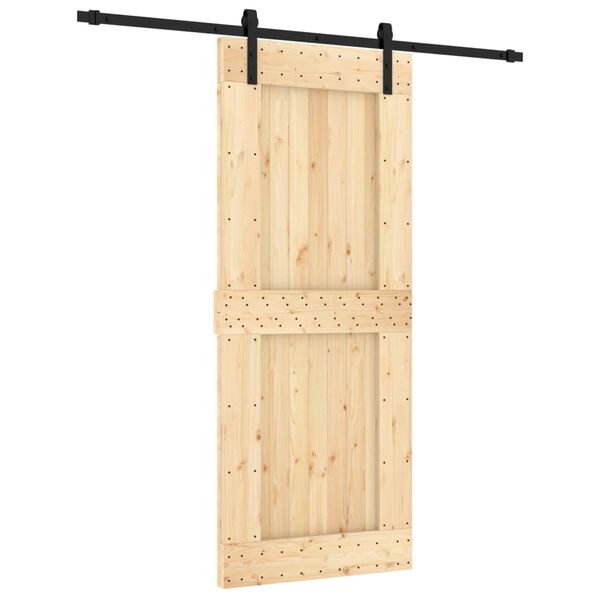 vidaXL Porta Scorrevole con Set Hardware 85x210 cm Legno Massello Pino