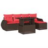 vidaXL Set Divani da Giardino 6 pz con Cuscini Marrone in Polyrattan