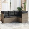 vidaXL Set Divani da Giardino 4 pz con Cuscini in Polyrattan Grigio