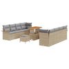 vidaXL Set Divano da Giardino 11 pz Beige polyrattan