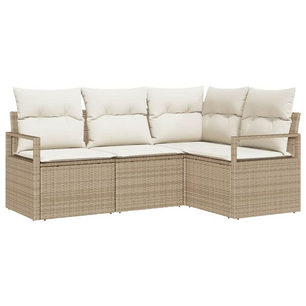 vidaXL Set di divani 4 pcs Beige polyrattan