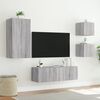vidaXL Mobili TV a Muro 4pz con Luci LED Grigio Sonoma