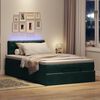 vidaXL Pouf Letto con Materasso e LED Verde Scuro 120x190cm in Velluto